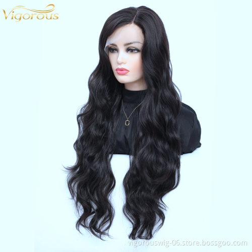 Vigorous cheap 26 inch colored heat resistant deep curly hand tied long styled synthetic lace front wigs for black women